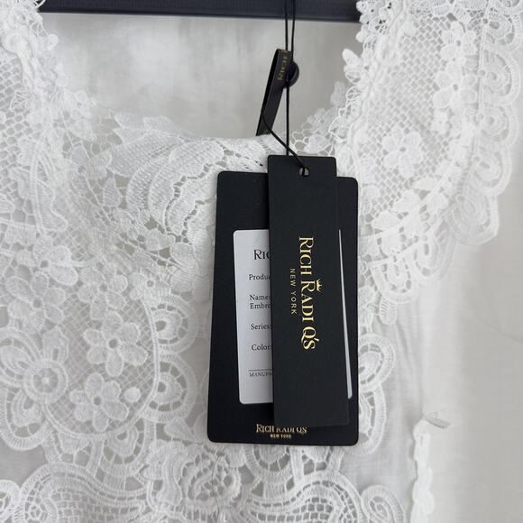 Rich Radi Q's Top Womens Large White Lace Embroidered Tank Vest Boho Elegant - Picture 5 of 16